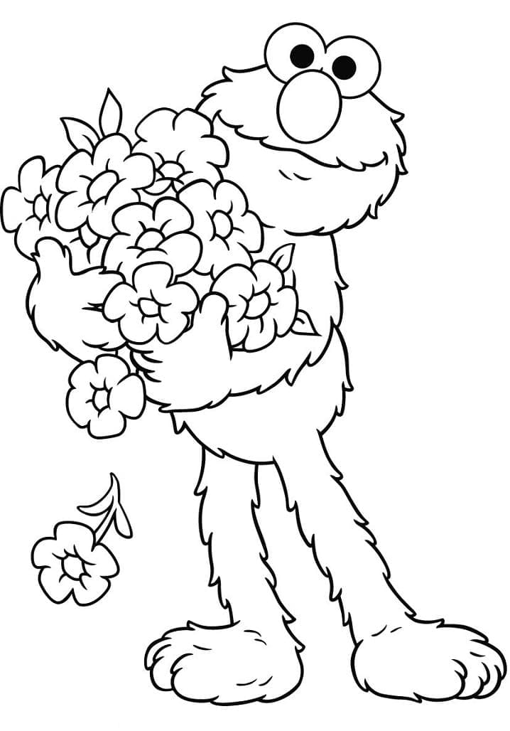 Målarbild Elmo med Blommor