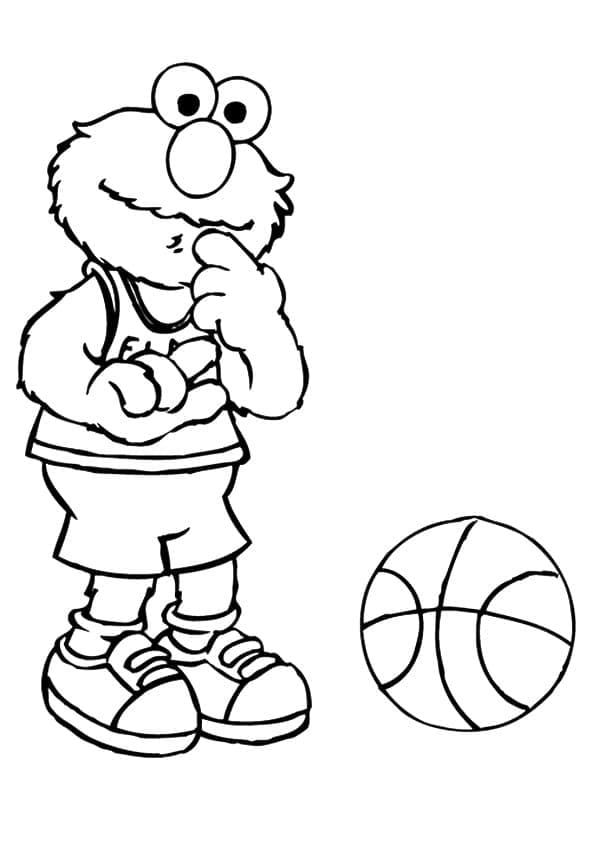Målarbild Elmo och Basketboll
