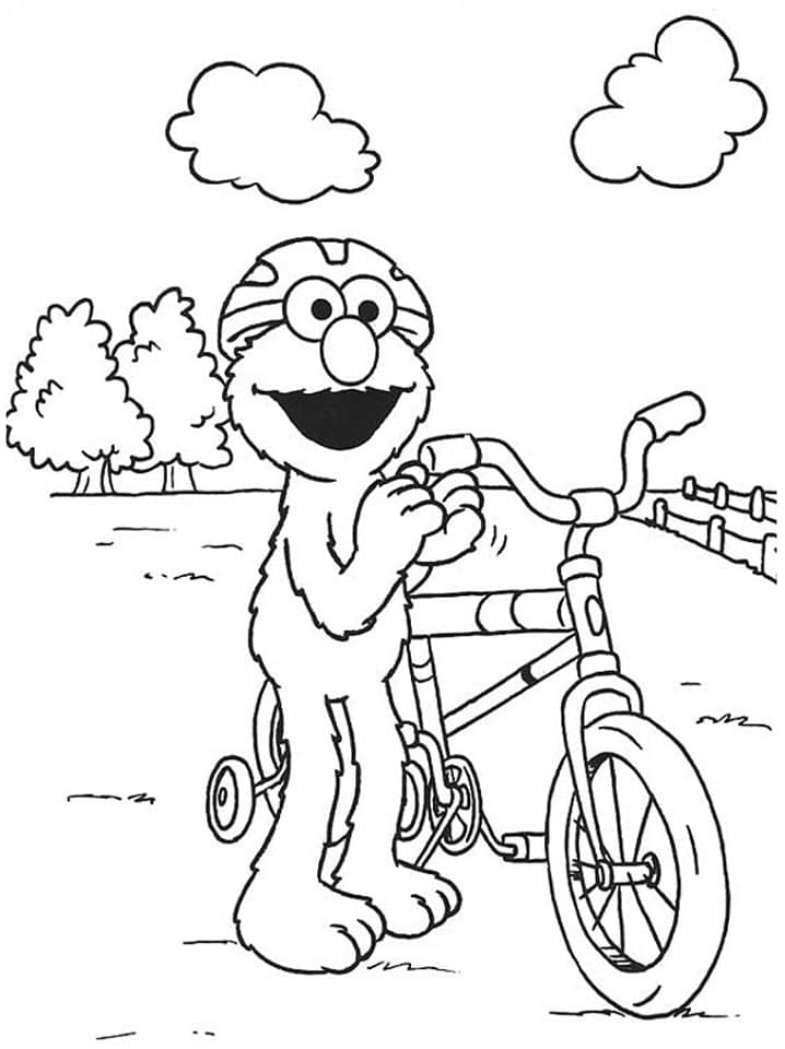 Målarbild Elmo och Hans Cykel