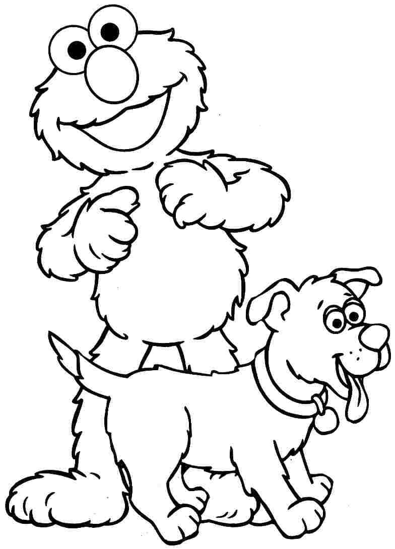 Målarbild Elmo och Hund