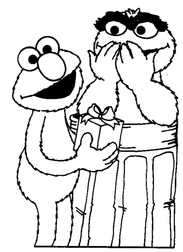 Målarbild Elmo och Oscar