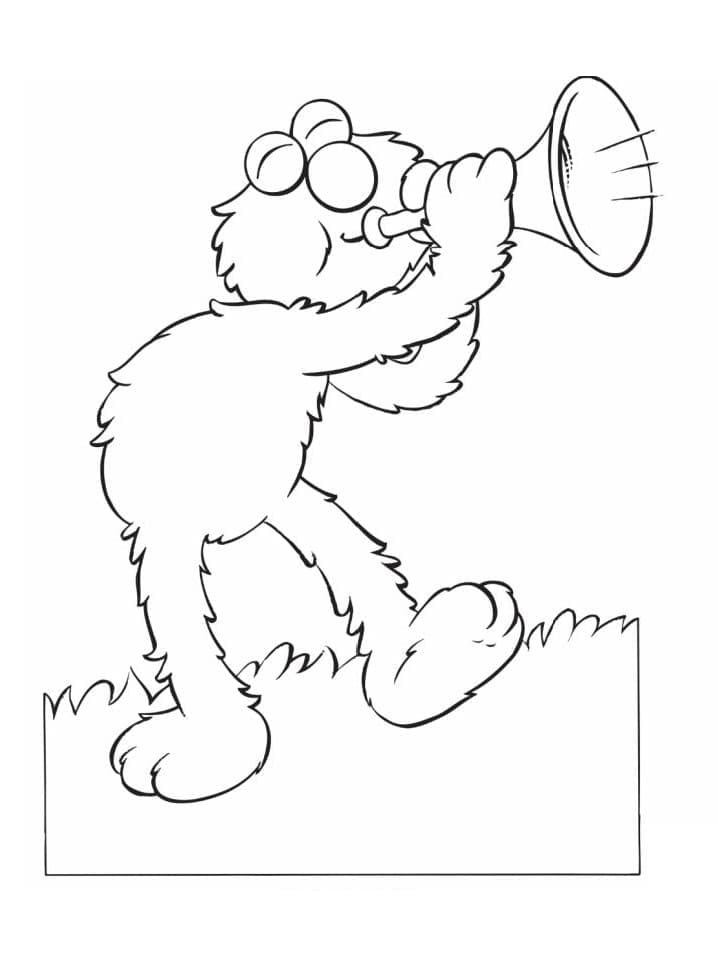 Målarbild Elmo Spelar Trumpet
