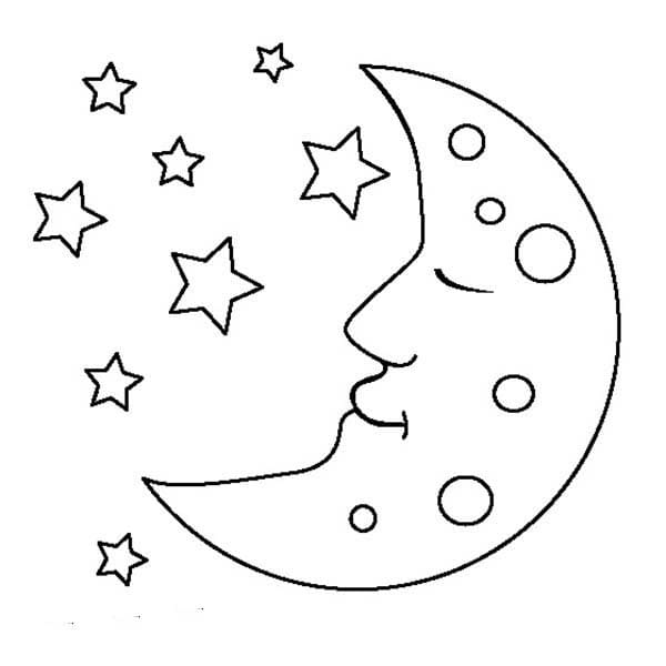 Målarbild Halvmåne och Stjärnor