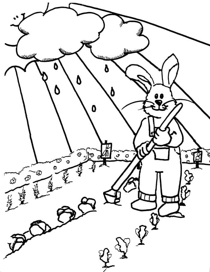 Målarbild Kanin är Trädgårdsarbete