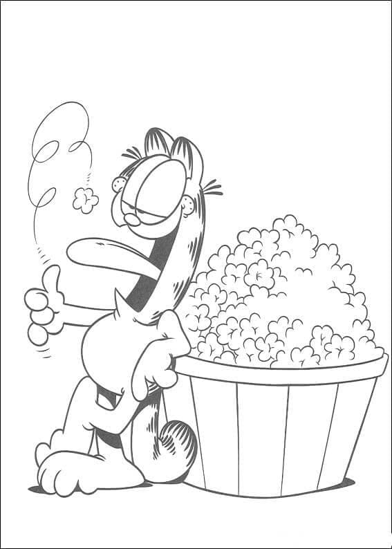 Målarbild Katten Gustaf äter popcorn
