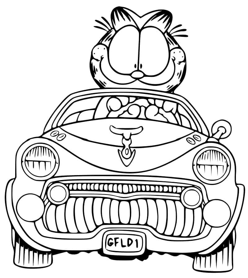 Målarbild Katten Gustaf kör bil