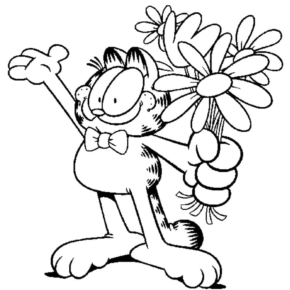 Målarbild Katten Gustaf med Blommor