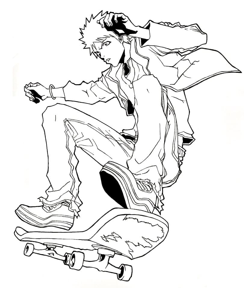 Målarbild Kurosaki Ichigo på Skateboard