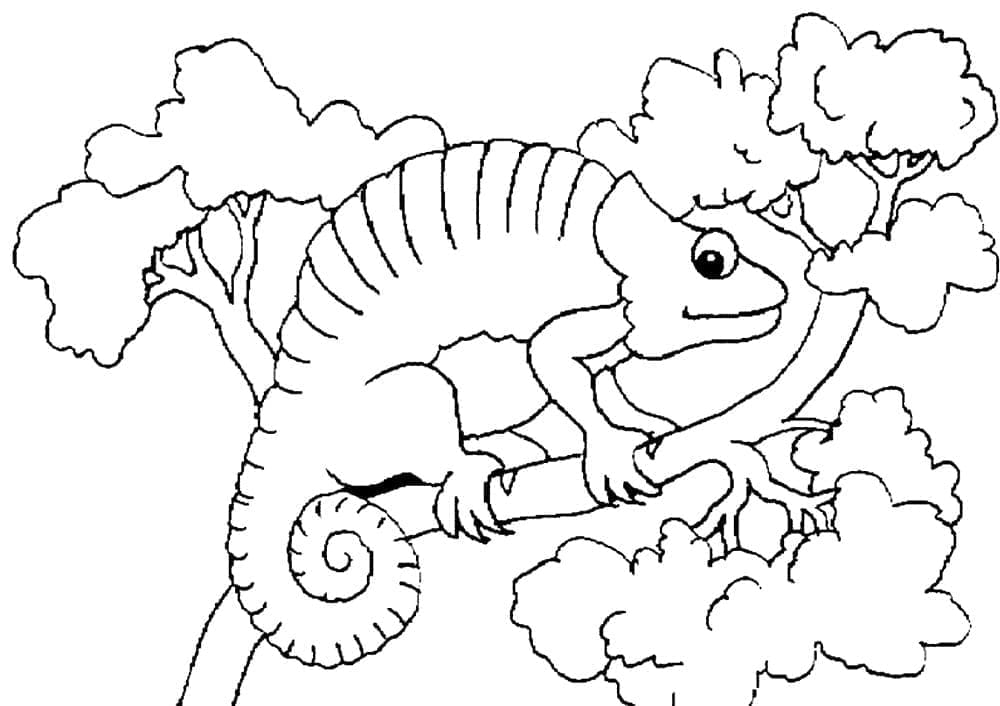 Målarbild Leende Kameleont