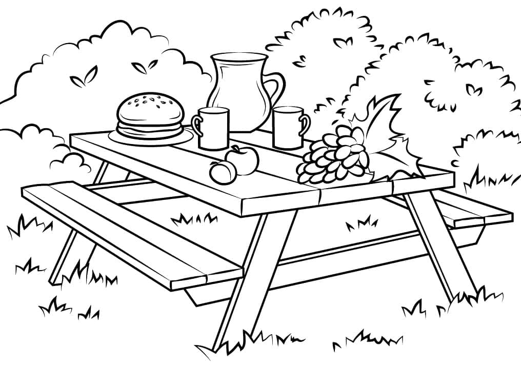 Målarbild Picknickbord