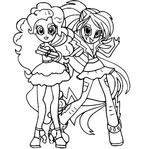 Målarbild Pinkie Pie och Rainbow Dash från Equestria Girls