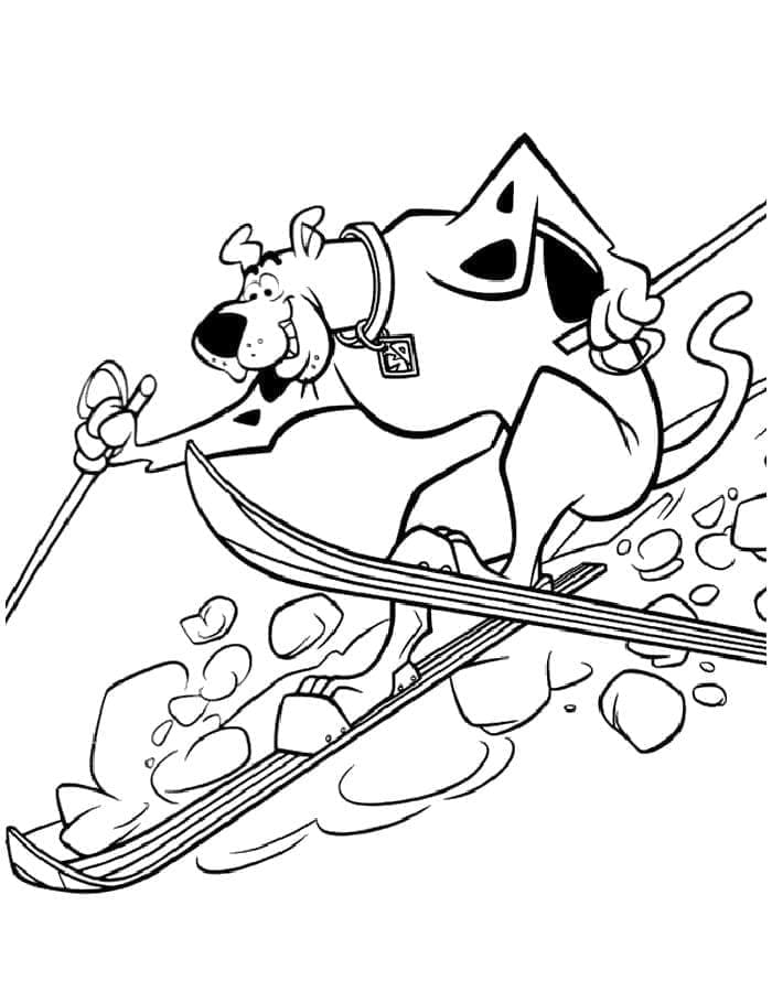 Målarbild Scooby Doo åker Skidor