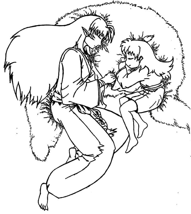 Målarbild Sesshomaru och Rin