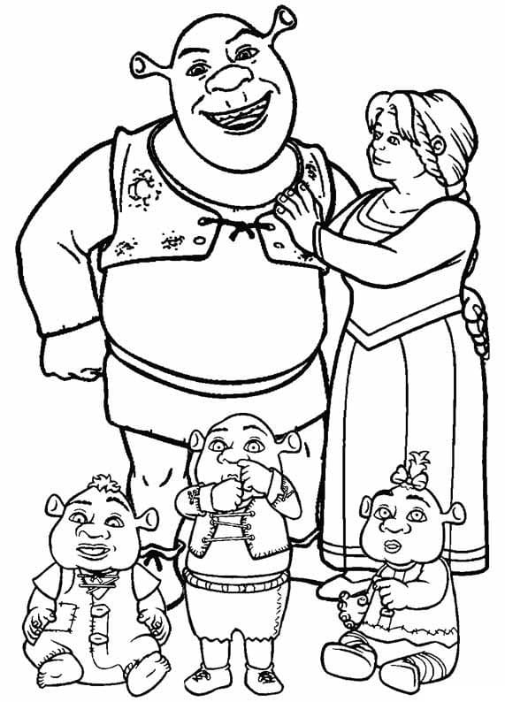 Målarbild Shrek Familj