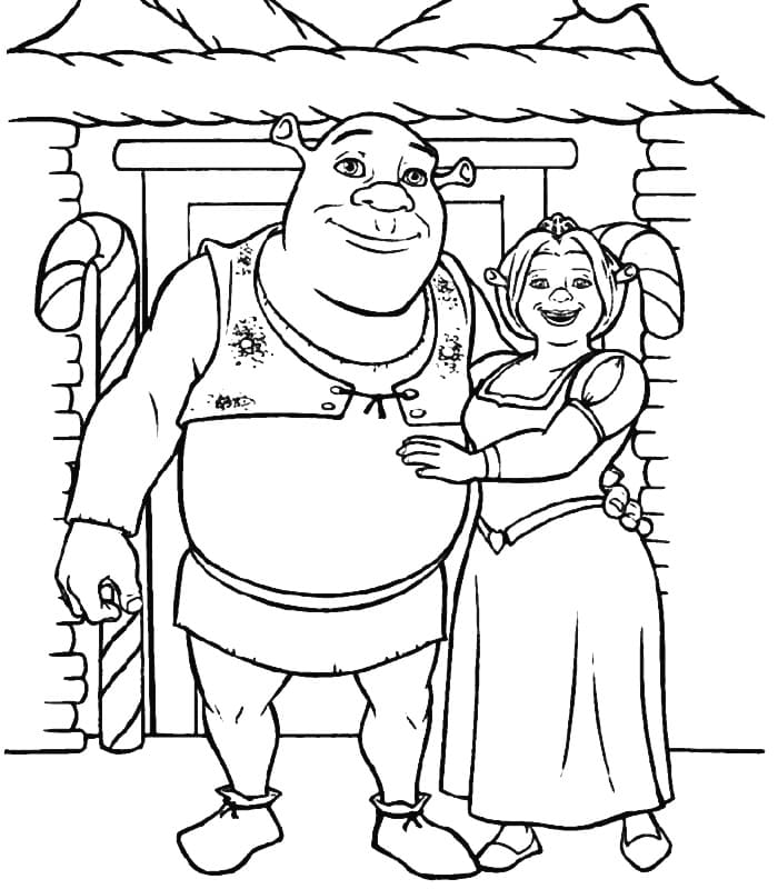 Målarbild Shrek och Prinsessan Fiona
