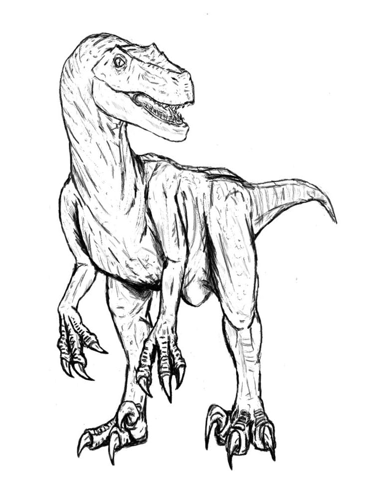 Målarbild Skrämmande Velociraptor