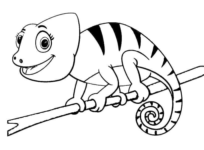 Målarbild Söt Tecknad Kameleont