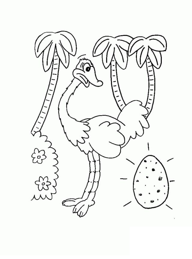 Målarbild Struts med ägg