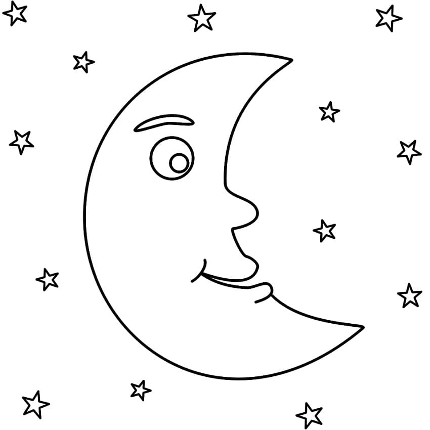 Målarbild Tecknad Halvmåne