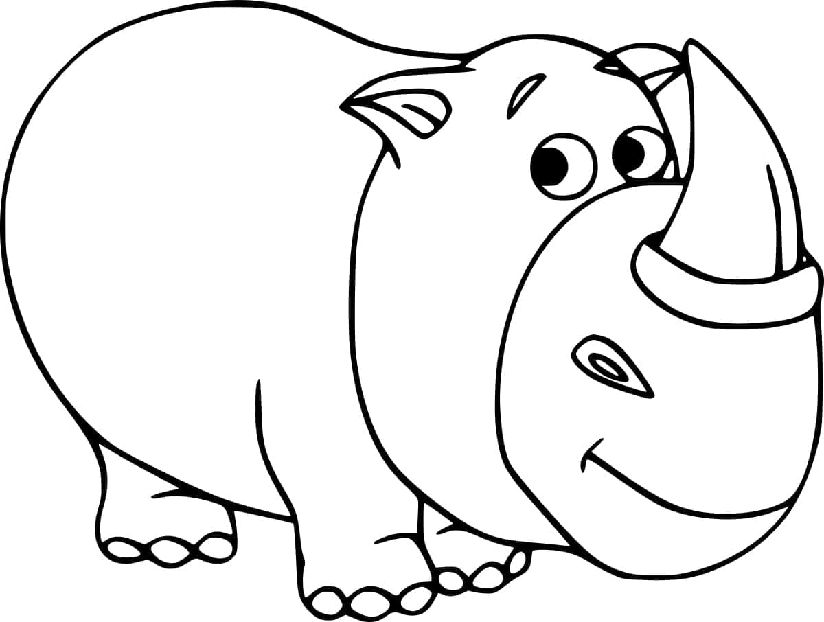 Målarbild Tecknad Noshörning