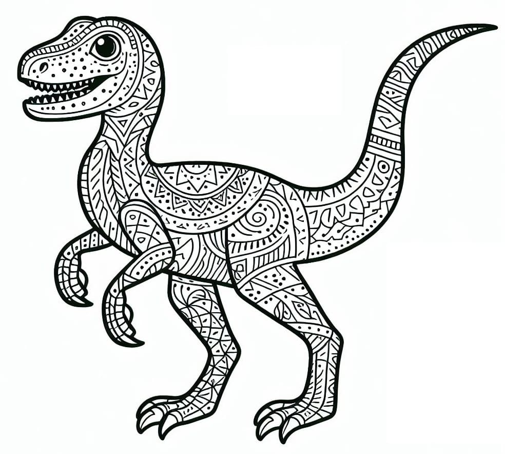 Målarbild Velociraptor Zentangle