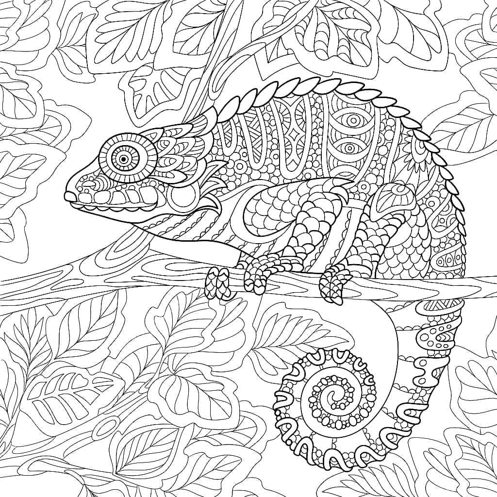 Målarbild Zentangle Kameleont