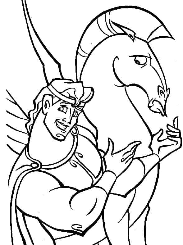 Målarbild Herkules med Pegasus