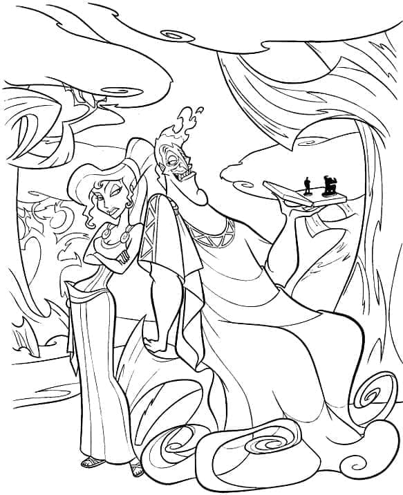 Målarbild Megara och Hades från Disney Herkules