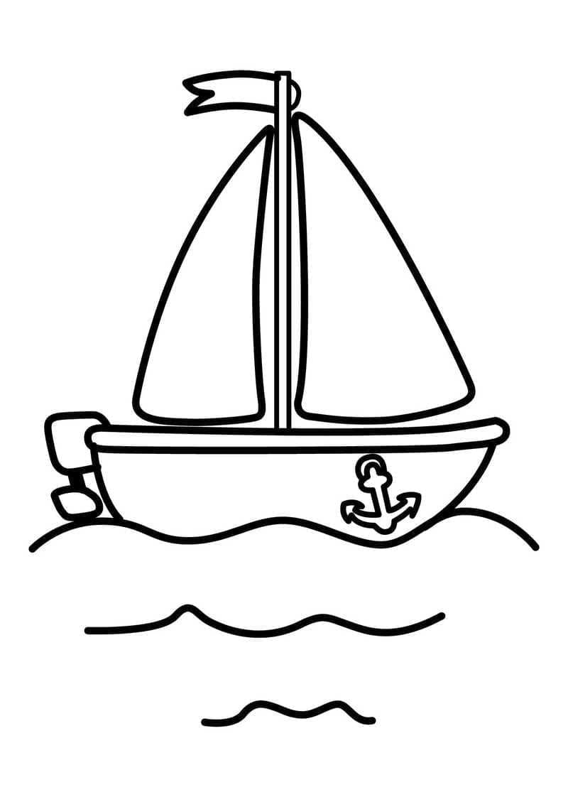 Målarbild En Söt Segelbåt