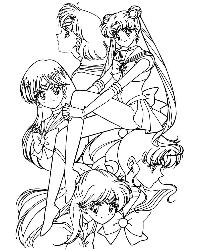 Målarbild Karaktärer i Sailor Moon