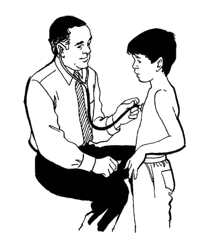 Målarbild Läkare och en Pojke