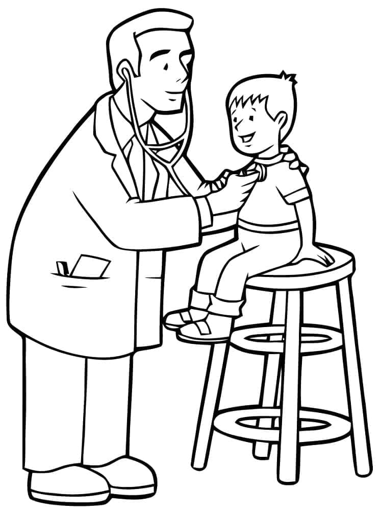 Målarbild Läkare och Liten Pojke