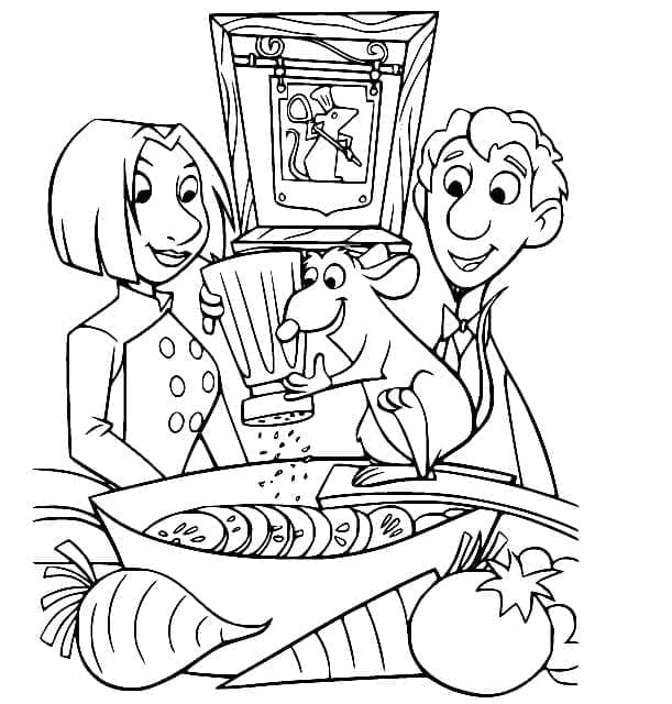 Målarbild Linguini, Colette och Remy