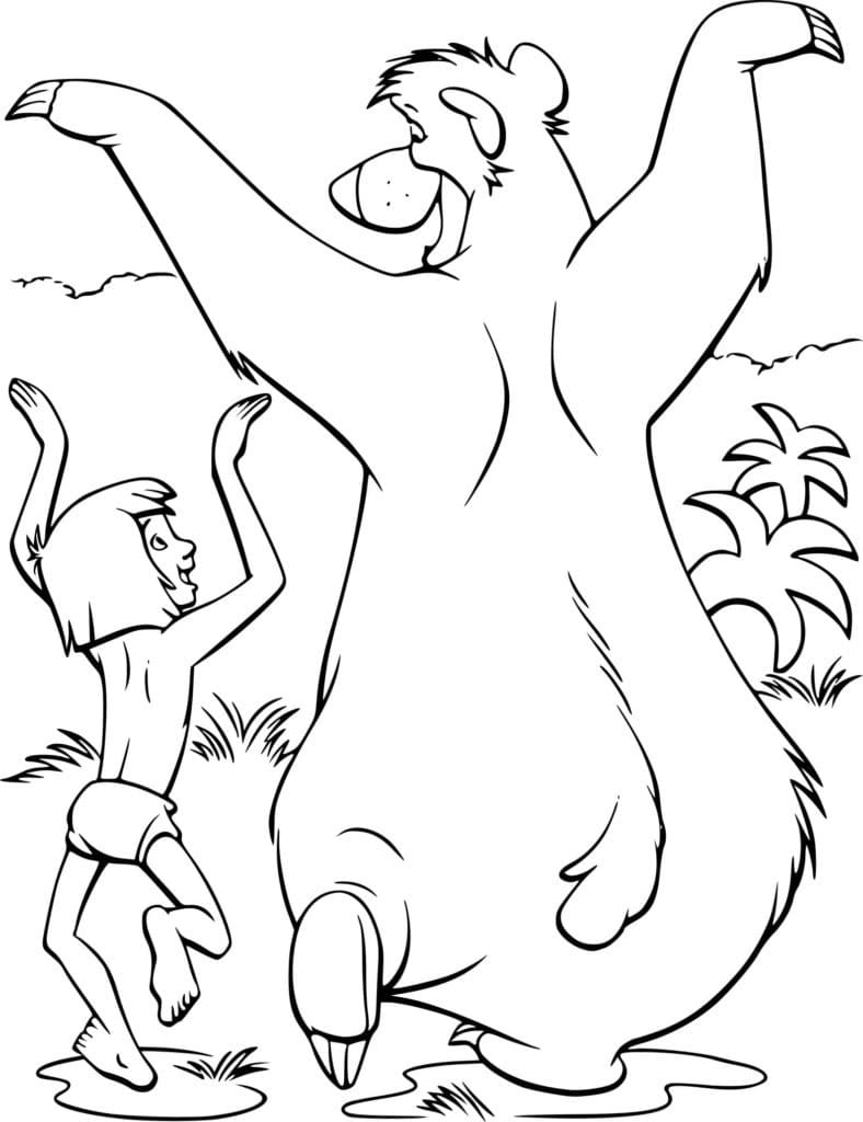 Målarbild Mowgli med Baloo