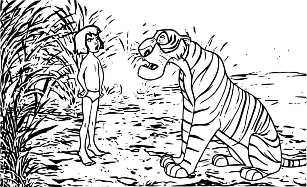 Målarbild Mowgli och Shere Khan