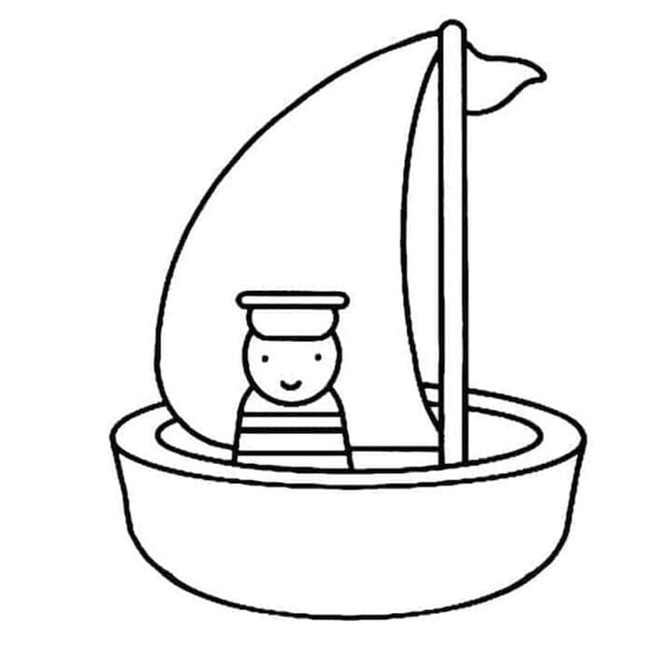 Målarbild Pojke på Segelbåt