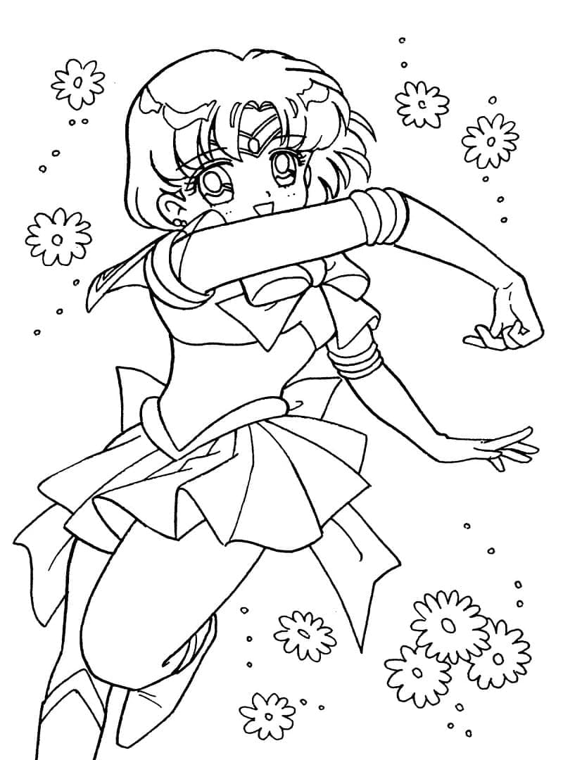 Målarbild Sailor Mercury från Sailor Moon