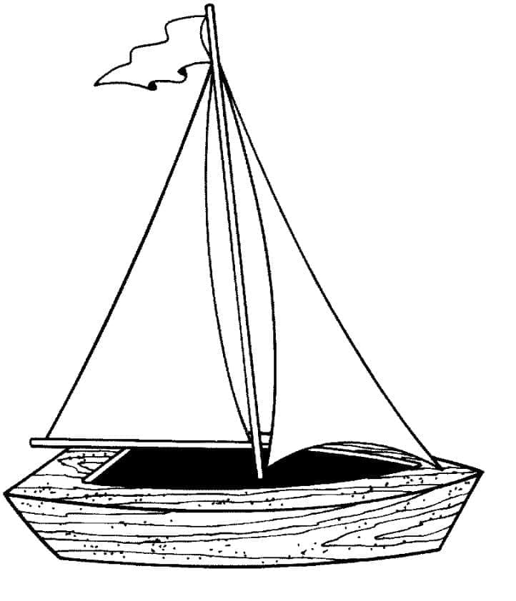 Målarbild Segelbåt av trä