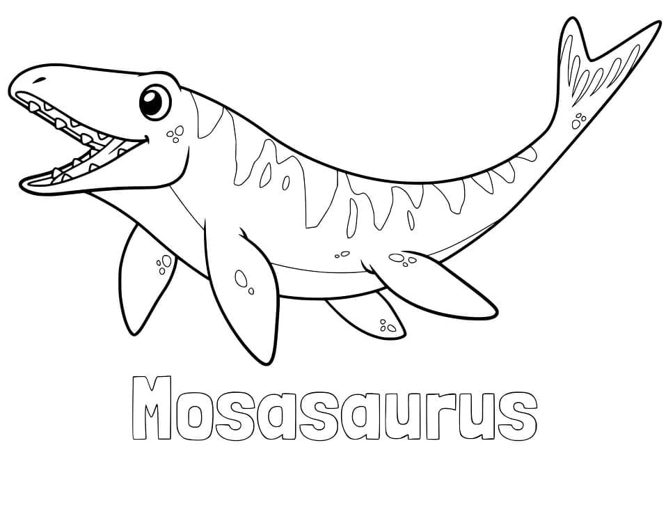 Målarbild Söt Mosasaurus