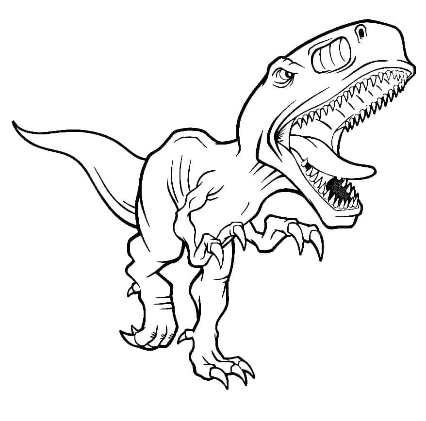 Målarbild T-rex Attackerar