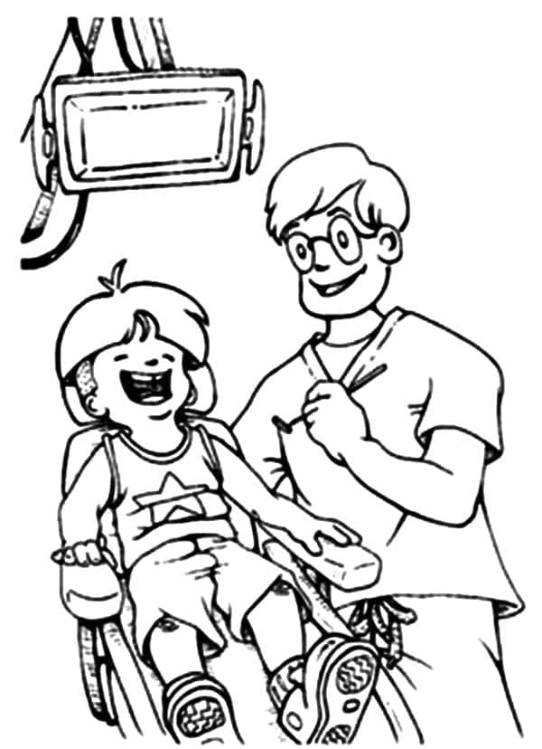 Målarbild Tandläkare och Pojke
