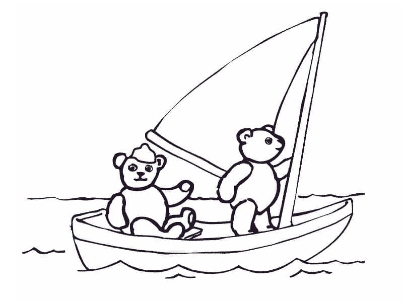Målarbild Teddybjörnar på Segelbåt