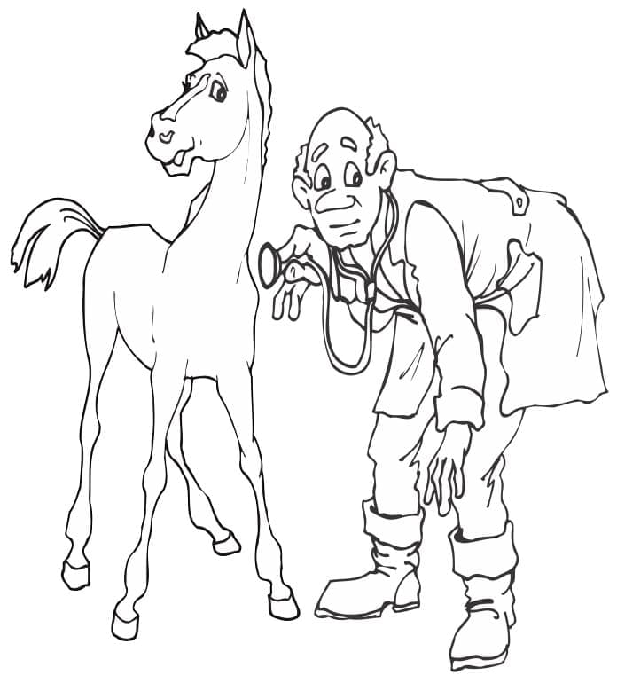 Målarbild Veterinär och en Häst