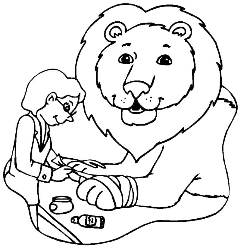 Målarbild Veterinär och ett Lejon
