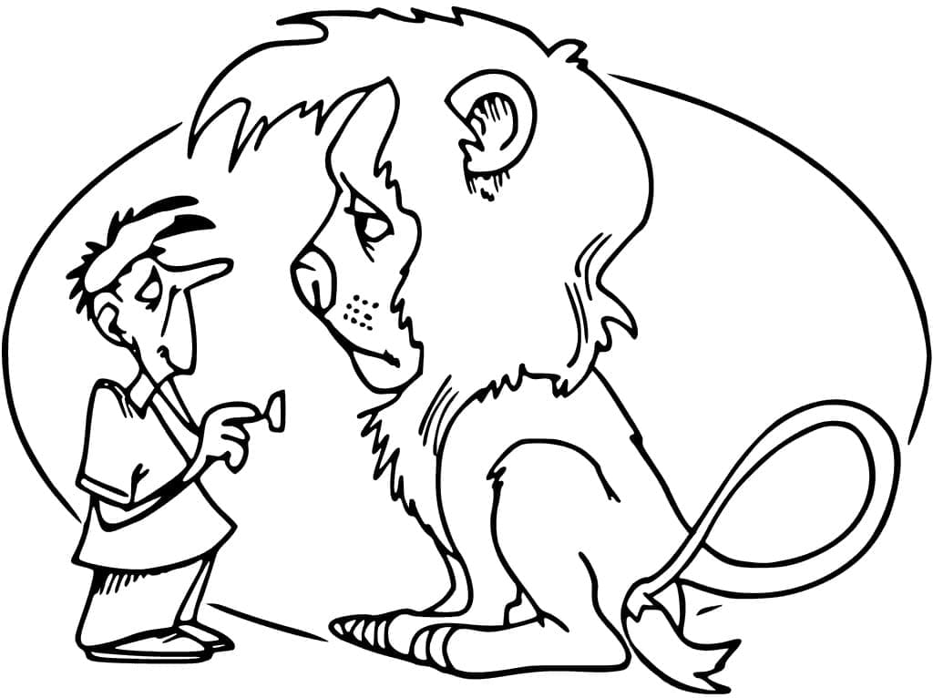 Målarbild Veterinär och Lejon