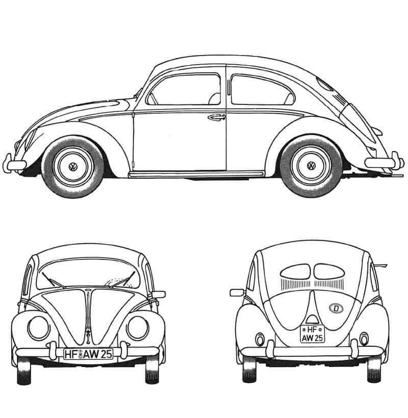 Målarbild Volkswagen Beetle 1952
