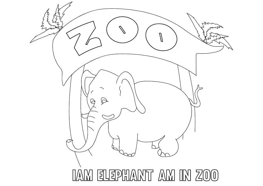 Målarbild En Elefant i Djurparken