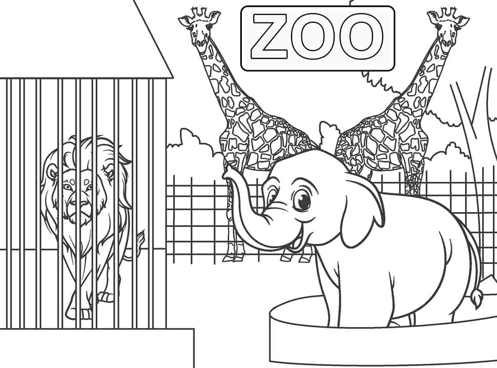 Målarbild Zoo Utskrivbar