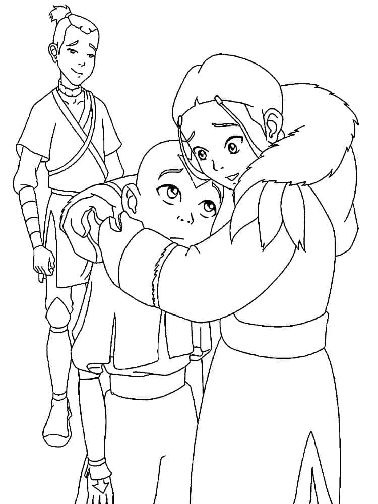 Målarbild Aang och Vänner