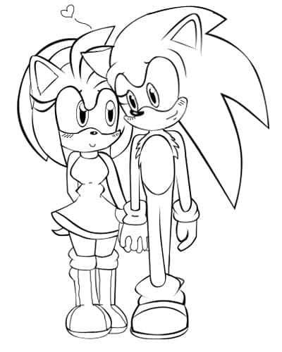 Målarbild Amy Rose och Sonic the Hedgehog